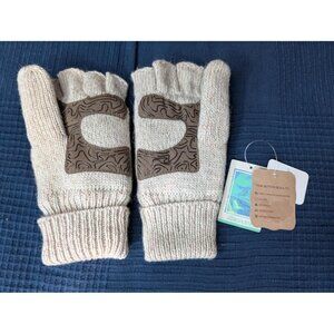 🆕Women and Men Beige Convertible Warm Wool Fingerless Gloves Flap Top Mittens